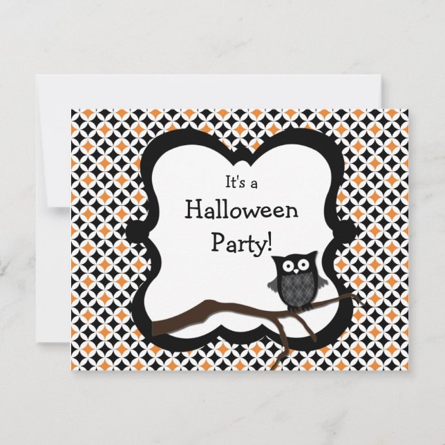 Invitation de la fête d'Halloween - hibou (Devant)