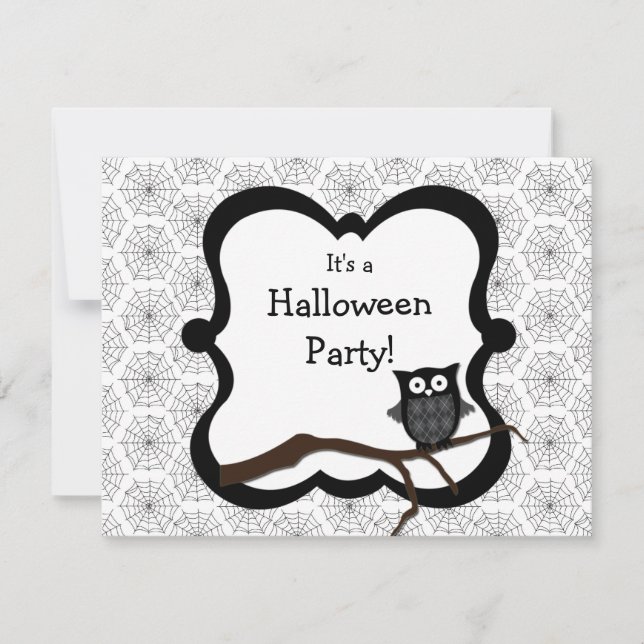Invitation de la fête d'Halloween - hibou (Devant)