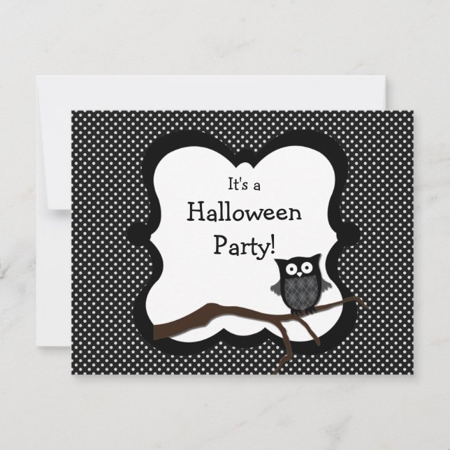 Invitation de la fête d'Halloween - hibou (Devant)