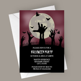 Invitation de la fête d'Halloween mains Zombie