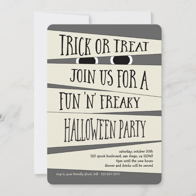 Invitation de la fête d'Halloween momifiée (Devant)