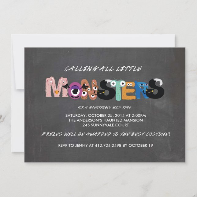 Invitation de la fête d'Halloween Monster pour enf (Devant)