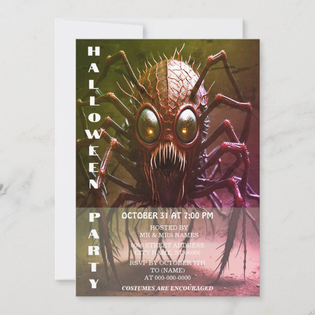 Invitation de la fête d'Halloween Monster Rouge (Devant)
