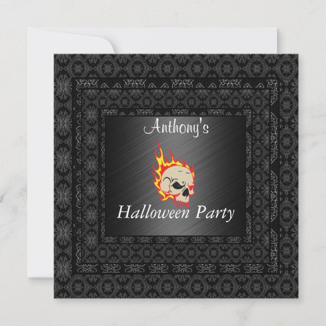 Invitation de la fête d'Halloween noir (Devant)