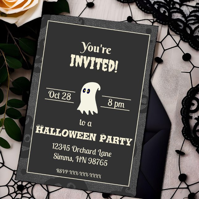 Invitation de la fête d'Halloween noir et blanc (Créateur téléchargé)