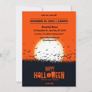 Invitation de la fête d'Halloween noir et orange