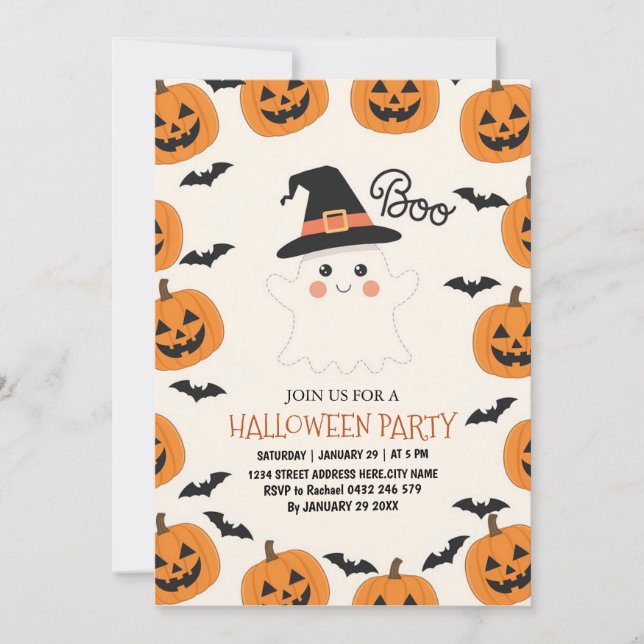 Invitation de la fête d'Halloween pour les enfants (Devant)
