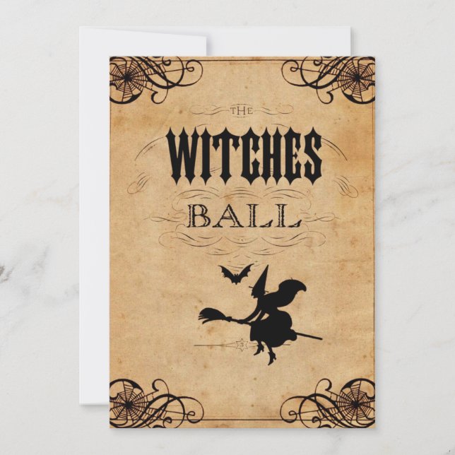 Invitation de la fête d'Halloween pour les sorcièr (Devant)