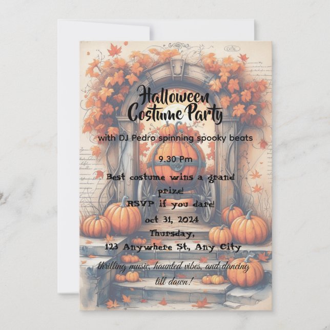 Invitation de la fête d'Halloween Pumpkinlicious (Devant)