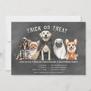 Invitation de la fête d'Halloween Puppies Trick ou
