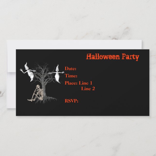 Invitation de la fête d'Halloween Skeleton Ghosts  (Devant)