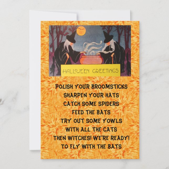 Invitation de la fête d'Halloween - sorcières (Devant)