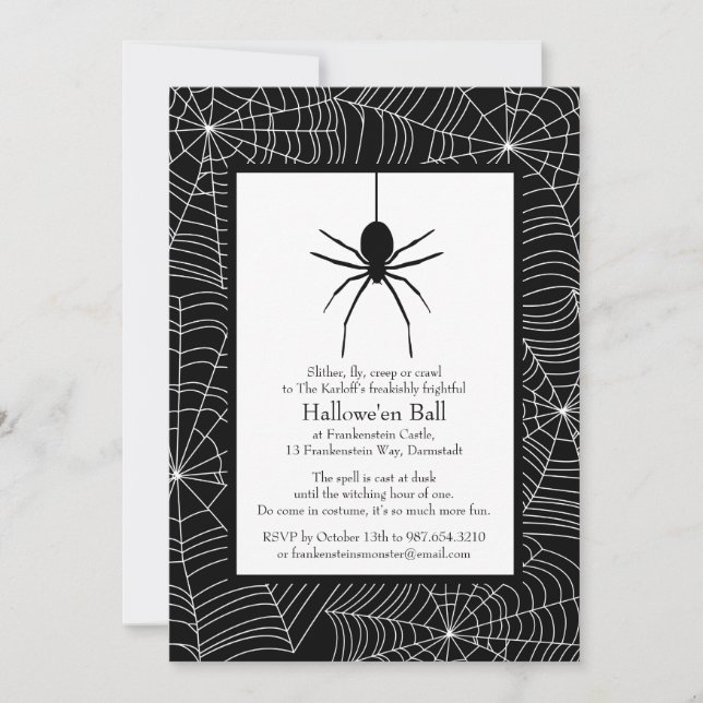 Invitation de la fête d'Halloween Spiderweb (Devant)