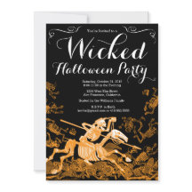 Invitation de la fête d'Halloween : squelette Vint