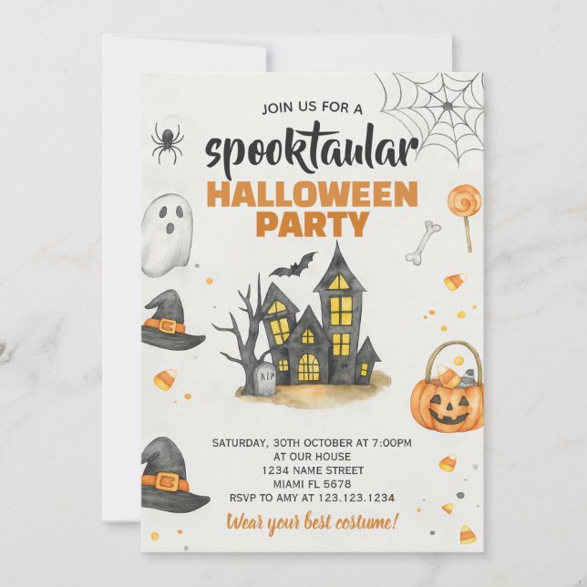 Invitation de la fête d'Halloween Trick ou Treat C (Devant)