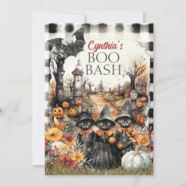 Invitation de la fête d'Halloween vintage (Devant)