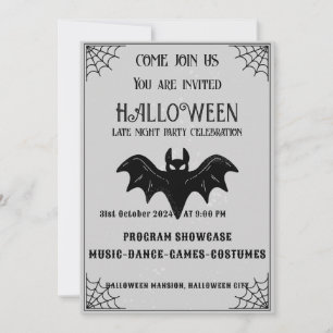 Invitation de la fête d'Halloween Vintage noire et