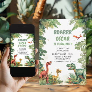 Invitation de la fête Dino Roaring Good Time