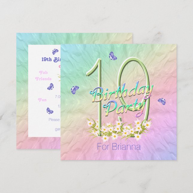 Invitation de la fête du 19e anniversaire de Rainb (Devant / Derrière)