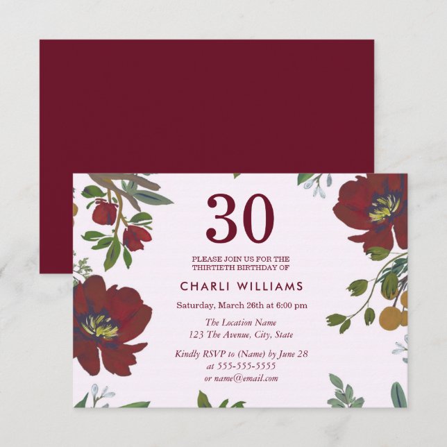 Invitation de la fête du 30e anniversaire du Boho  (Devant / Derrière)