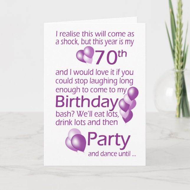 invitation de la fête du 70e anniversaire, Wordpla (Devant)