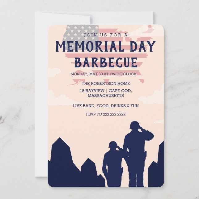 Invitation de la fête du barbecue du Memorial Day (Devant)