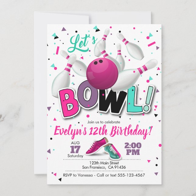 Invitation de la Fête du Bowling (Devant)