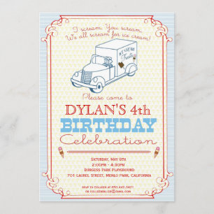 Invitation de la fête du camion de crème glacée