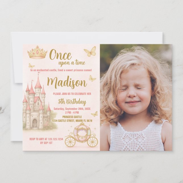 Invitation de la fête du château royal rose avec p (Devant)