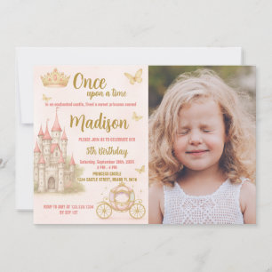 Invitation de la fête du château royal rose avec p