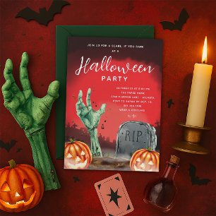 Invitation de la fête du cimetière zombie d'Hallow