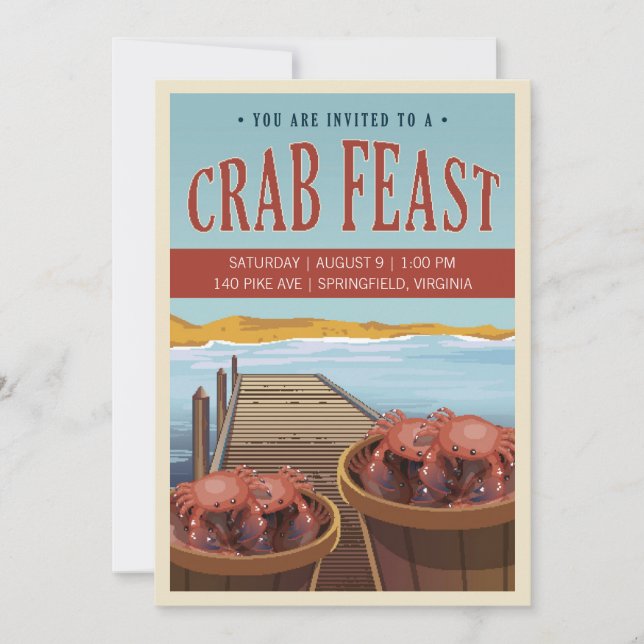 Invitation de la fête du crabe rétro (Devant)