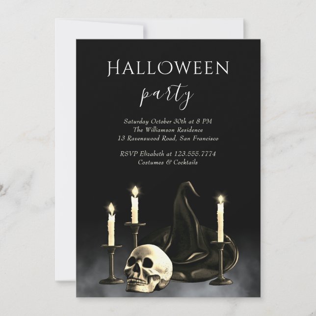 Invitation de la fête du crâne gothique d'Hallowee (Devant)
