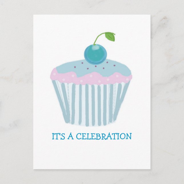 Invitation de la fête du Cupcake bleu (Devant)
