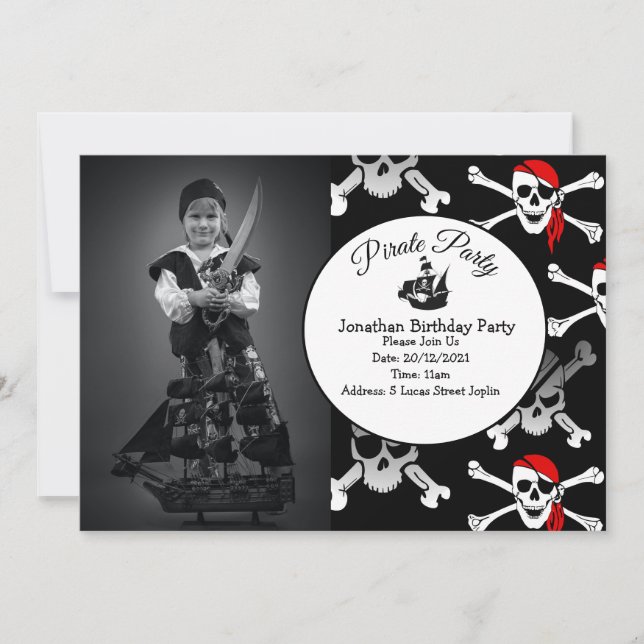 Invitation de la fête du garçon Pirate (Devant)