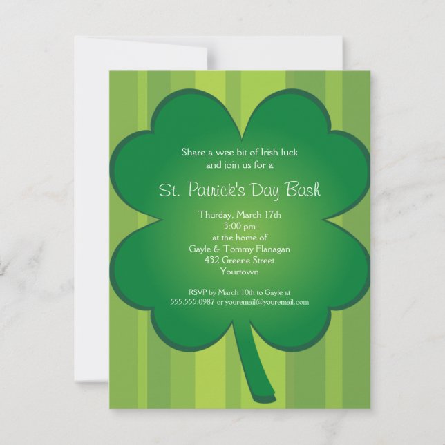 Invitation de la fête du Jour de la Saint Patrick  (Devant)