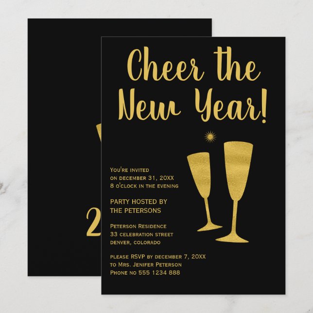 Invitation de la fête du Nouvel An (Devant / Derrière)
