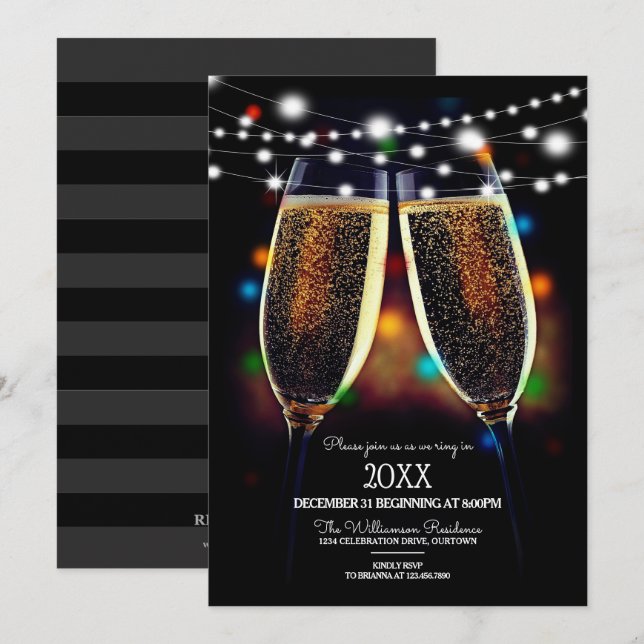 Invitation de la fête du Nouvel An (Devant / Derrière)