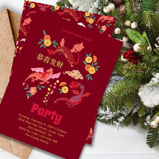 Invitation de la fête du Nouvel An chinois (Chinese Lunar New Year Party Invitation)
