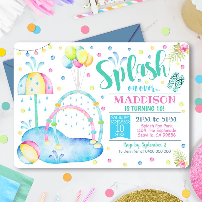 Invitation de la fête du Pad Splash Parc aquatique (Créateur téléchargé)