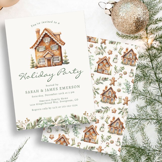 Invitation de la fête du pain d'épices (Holiday Gingerbread Party Invitation
)