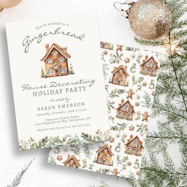 Invitation de la fête du pain d'épices (Holiday Gingerbread Party Invitation
)