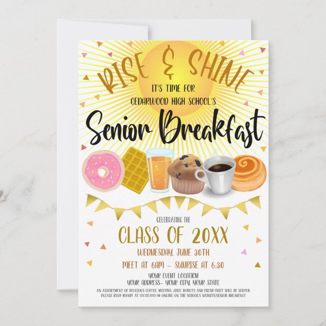Invitation de la fête du petit-déjeuner au lycée (Devant)