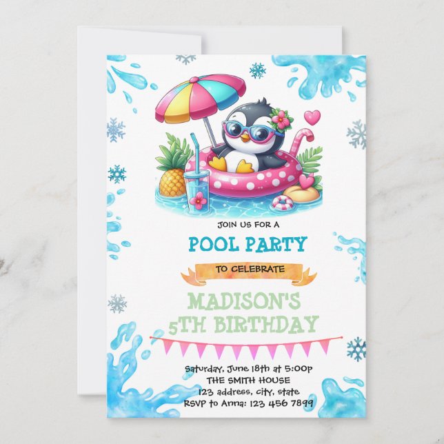 Invitation de la fête du pingouin d'hiver (Devant)