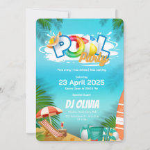 Invitation de la fête du pool amusant