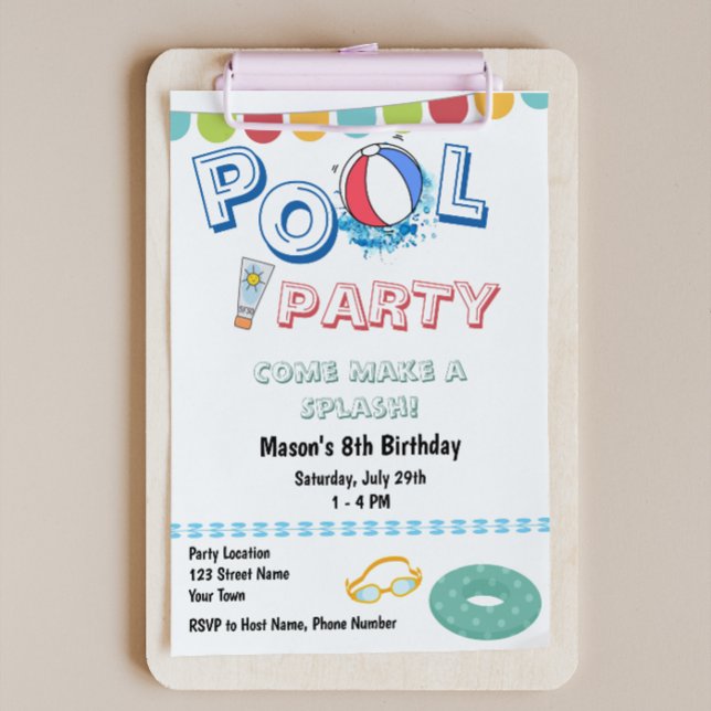 Invitation de la fête du pool amusant (Créateur téléchargé)