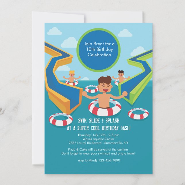Invitation de la fête du pool amusant (Devant)
