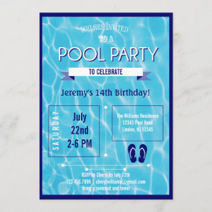 Invitation de la fête du pool Bleu