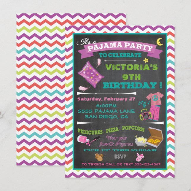 Invitation de la fête du pyjama (Devant / Derrière)