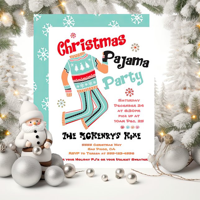 Invitation de la fête du pyjama de Noël (Créateur téléchargé)